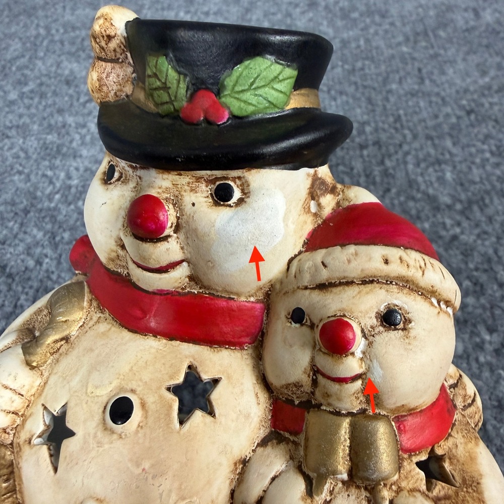 Vintage Snowman Candle Holder Porcelain Winter Tea Light German Christmas Decor - Picture 9 of 12